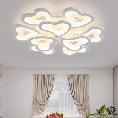 Loving Heart LED Semi Flush Mount Modernism Acrylic Multi Lights Lighting Fixture in White