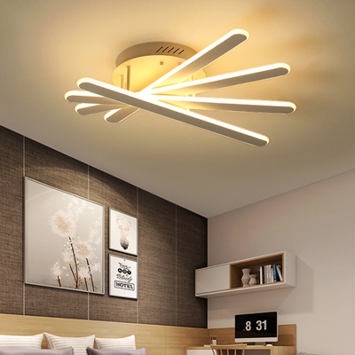 Nordic Style Bar Semi Flush Light Fixture Metal 4/6-LED Ceiling Light in Warm/White for Bedroom