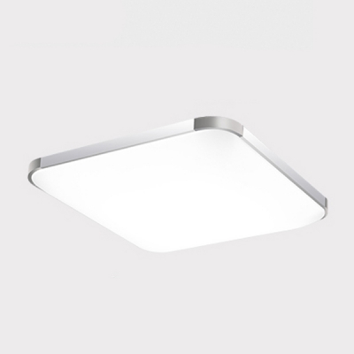 Silver Square LED Ceiling Lamp Minimalist Aluminum Flush Light in Warm/White for Living Room