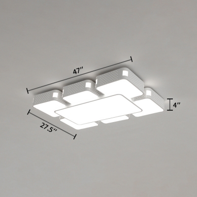Simple Concise Blocks Flush Mount Metallic LED Flush Light Fixture in Warm/White for Exhibition Hall