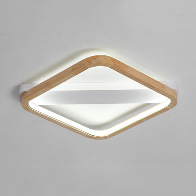 Square Ultrathin Indoor Lighting Fixture Nordic Style Wood Led Surface