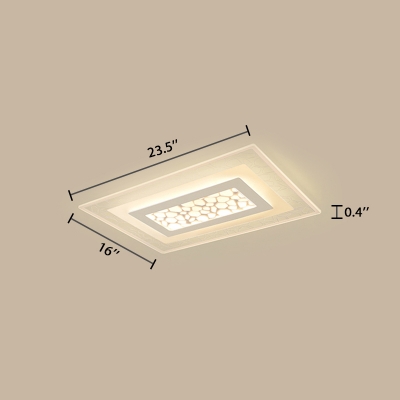 Super Thin Rectangle Ceiling Lamp Modern Chic Acrylic Surface Mount LED Light in White for Living Room