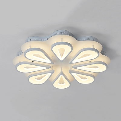 Teardrop LED Semi Flush Light Modern Design Acrylic 6/8 Lights Ceiling Fixture in Warm/White/Neutral