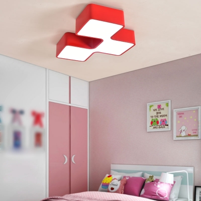 Toy Block LED Flushmount Blue/Green/Red/Yellow Acrylic Ceiling Lamp for Nursing Room