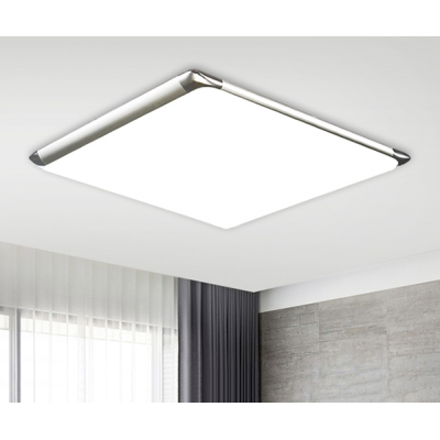 Ultra Thin LED Flush Light with Silver Square Frame Modern Chic Acrylic Ceiling Flush Mount