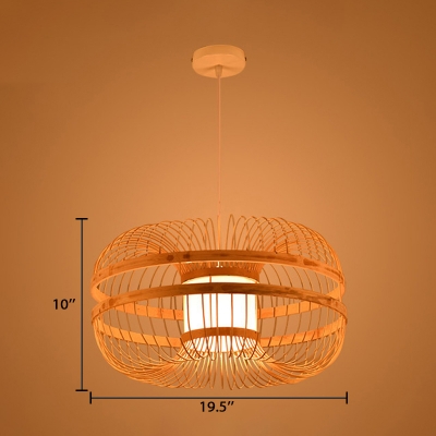 1 Head Rattan Suspended Light Modernism Knit Pendant Hanging Lamp in Wood for Dining Room