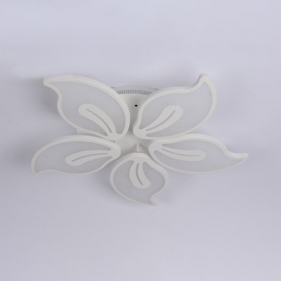 3/5 Heads Petal Shade Ceiling Lamp with Metal Canopy Contemporary LED Semi Flush Light in White