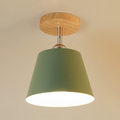 Colorful Cone Shade Semi Flush Mount Modernism Rotatable Metal 1 Light Ceiling Fixture for Kids Children