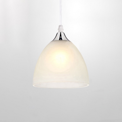 Frosted Glass Dome Hanging Light Simplicity 1 Light Suspension Light in Chrome for Foyer