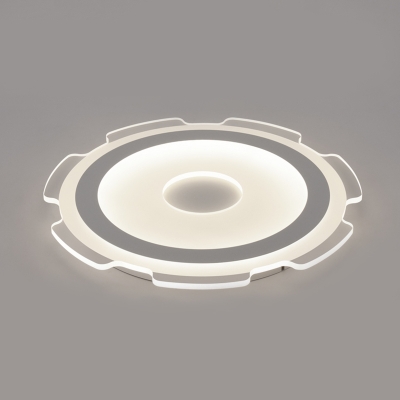 Gear LED Flush Mount with Acrylic Shade Contemporary Surface Mount Ceiling Light in White