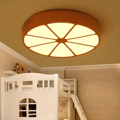 Lemon Design LED Flush Mount Light Red/Yellow Metallic Lighting Fixture for Children Room