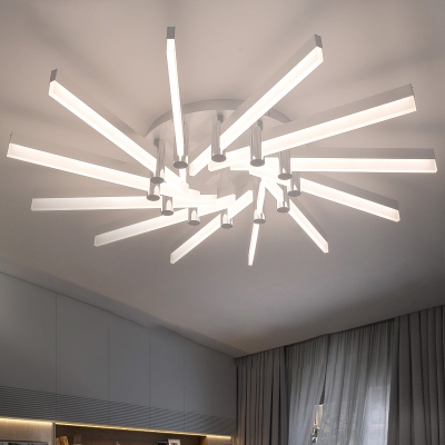 Matchsticks LED Semi Flush Light Fixture Nordic Style Aluminum Multi Lights Ceiling Light in Neutral