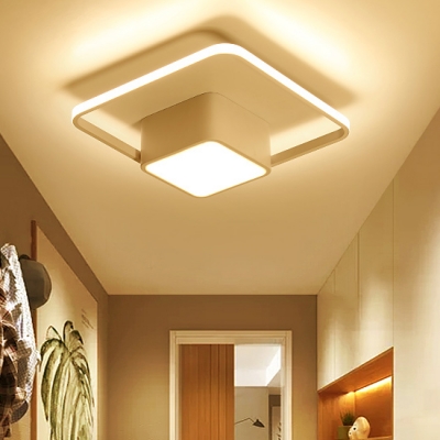 Metal Squared LED Ceiling Lamp with 1/2/3 Frame Minimalist Flush Mount in Warm/White/Neutral