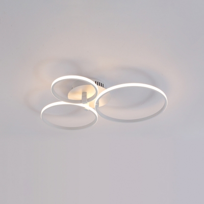 Multi Circle Semi Flush Mount Modern Chic Metallic 3/9/12 Heads LED Ceiling Fixture in Warm/White