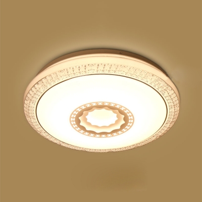 White Round LED Ceiling Fixture Modern Design Acrylic Flush Mount Light for Living Room