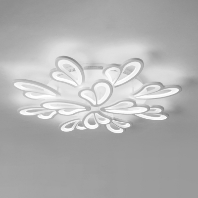 2 Tiers Semi Flush Light with Heart Design Stylish Modern Metal Multi Lights LED Ceiling Fixture in White