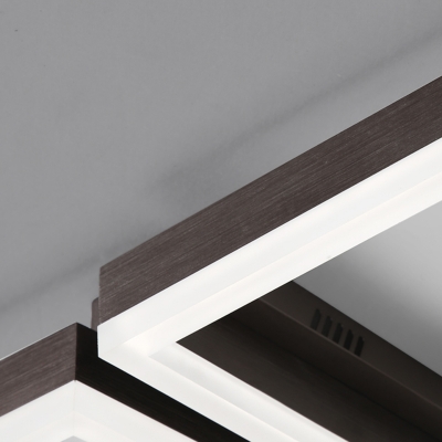 2 Trapezoid Frame Flush Light Nordic Burnished Aluminum LED Ceiling Flush Mount in Coffee