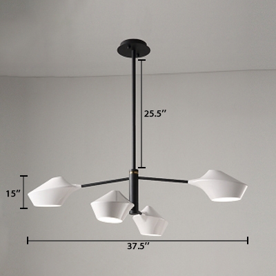 4 Lights Linear Hanging Ceiling Lamp with Metal Shade Modernism Decorative Chandelier in Black