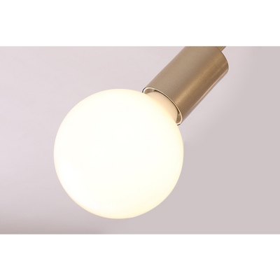 5 Heads Twist Ceiling Light Designer Style Metallic Semi Flush Light in Gold with Bare Bulb