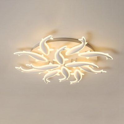 Acrylic Fish Design Semi Flush Light Modernism 9/12/15 Heads LED Ceiling Light in Warm/White/Neutral