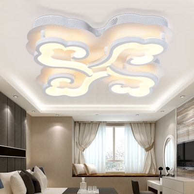 Cloud LED Semi Flushmount with Acrylic Shade Stylish 4/6 Heads Ceiling Fixture in Warm/White/Neutral