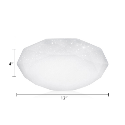 Diamond Shade Flush Light Modern Fashion Acrylic LED Ceiling Fixture in White for Office Foyer