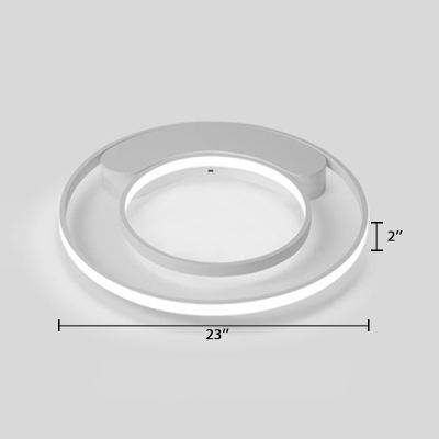 Double Ring Ceiling Flush Mount with Metal Canopy Modern Fashion LED Flush Light in White