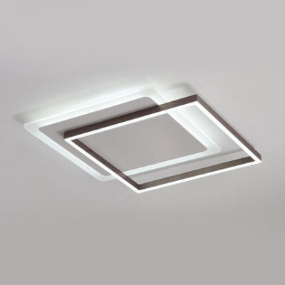Eye Protection Square LED Flush Mount Simplicity Ceiling Lamp with Metal Frame Decoration