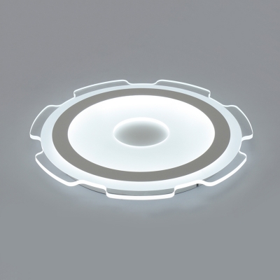 Gear LED Flush Mount with Acrylic Shade Contemporary Surface Mount Ceiling Light in White