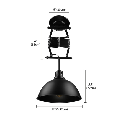 Industrial Black Adustable Scissor Ceiling Light with Bowl Shape