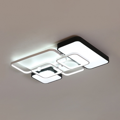 Metallic Blocks Ceiling Light Contemporary LED Flush Light in Black and White for Bedroom
