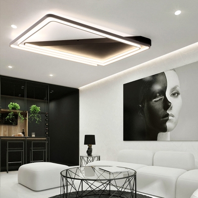 Modern Design Swirl Flushmount with Triangle Canopy Metal LED Ceiling Fixture in Warm/White