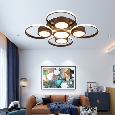 Modernism Circular Ceiling Fixture Metallic Multi Lights LED Flush Mount Light in Brown