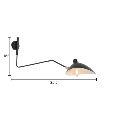 Post Modern Duckbill Wall Lamp Metallic Single Head Sconce Lighting in Black with Swing Arm