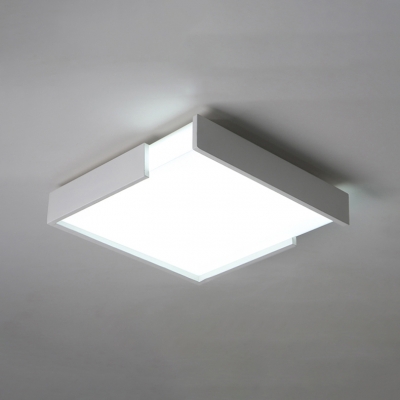 White Finish Squared Led Ceiling Light With Acrylic Lampshade