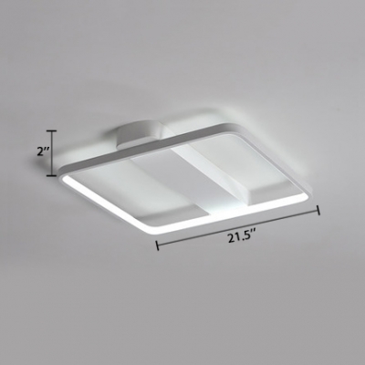 White Square Frame Ceiling Lamp Minimalist Acrylic LED Flush Light Fixture for Corridor