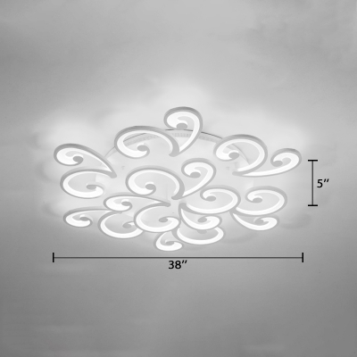 9 Heads Swirl Ceiling Fixture Contemporary Metal LED Semi Flush Mount Light for Study Room