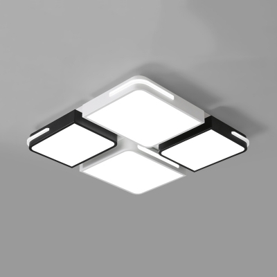 Black and White Blocks Ceiling Light Minimalist Metal Surface Mount LED Light for Study Room