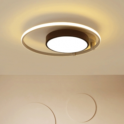 Black and White Circular Flush Mount Light Nordic Style Acrylic LED Flushmount for Sitting Room