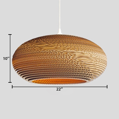 Brown Saucer Hanging Lamp Nordic Style Paper Single Head Suspension Light for Hotel Hall Corridor