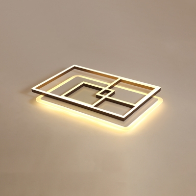 Geometric Pattern Ceiling Light Modernism Acrylic LED Ceiling Lamp in Coffee for Living Room