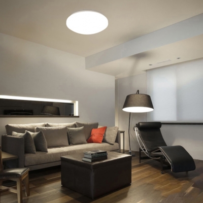 Modern Bowl Shade LED Flush Light Acrylic Lampshade Ceiling Flush Mount in White for Sitting Room
