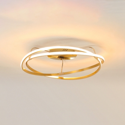 Modern Chic Veloce Ceiling Light Aluminum LED Semi Flush Mount in Brass for Restaurant