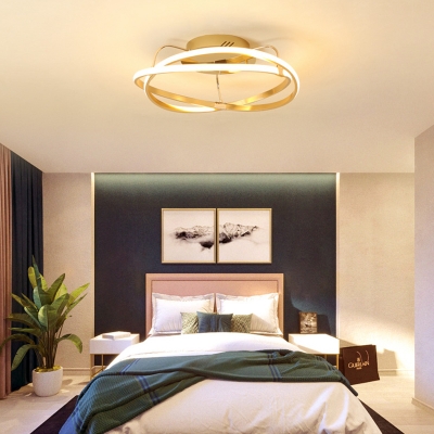 Modern Chic Veloce Ceiling Light Aluminum LED Semi Flush Mount in Brass for Restaurant