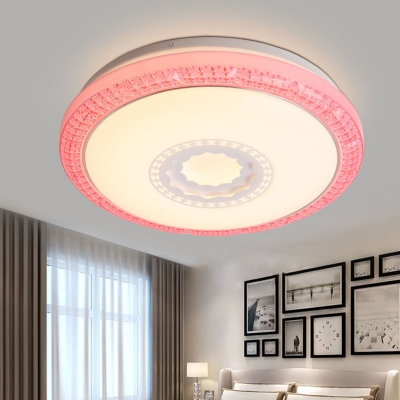 Modern Fashion Round Flush Mount Acrylic Decorative LED Ceiling Light in Blue/Gold/Pink
