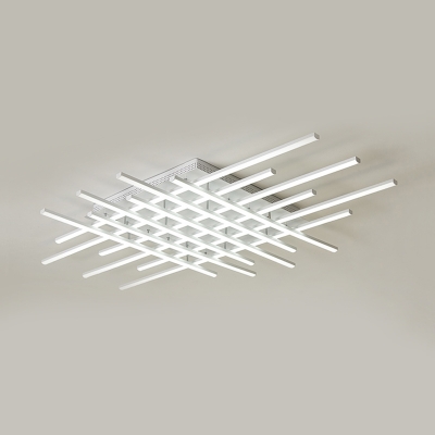 Modern Linear Ceiling Flush Mount Acrylic 6/8/10/12 Lights LED Flush Light in White