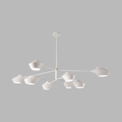 Modernism 2 Tiers Sputnik Chandelier with Plastic Shade 8 Lights Art Deco Hanging Lamp in White