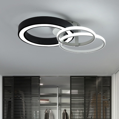 Multi-Layer LED Ceiling Lamp Modernism Metallic Flush Mount in Warm/White for Coffee Shop