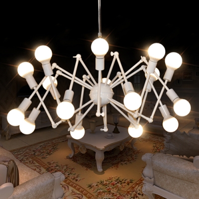 White Finish Abstract Chandelier Industrial Iron Multi Lights Suspension Light for Living Room