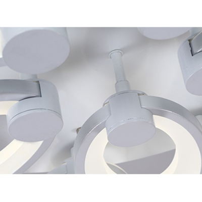 4/6 Lights Oval LED Semi Flush Light Modernism Acrylic Ceiling Lamp in Warm/White/Neutral